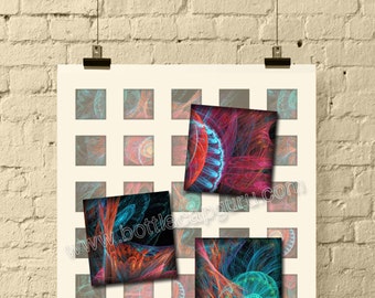 Fraktal Kunst 25mm Quadrate, Digital Collage Sheet (PDF, JPG)