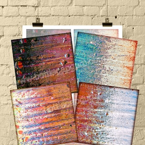 SHABBY IRIDESCENT GRUNGE 3.8x3.8 inch Images for Coasters Digital Collage Sheet PrintableS Download Cards Magnets Gift Tags Bookmark Squares image 1