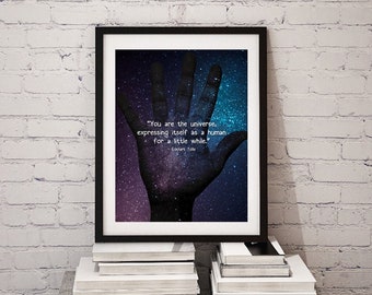 Eckhart Tolle Quote Print: Universe Galaxy Hand (Digital Download)