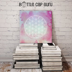 Healing Flower of Life Watercolor Art / Printable New Age Poster / 12x12 Digital Print Download / Sacred Geometry Wall Decor //JPEG Download