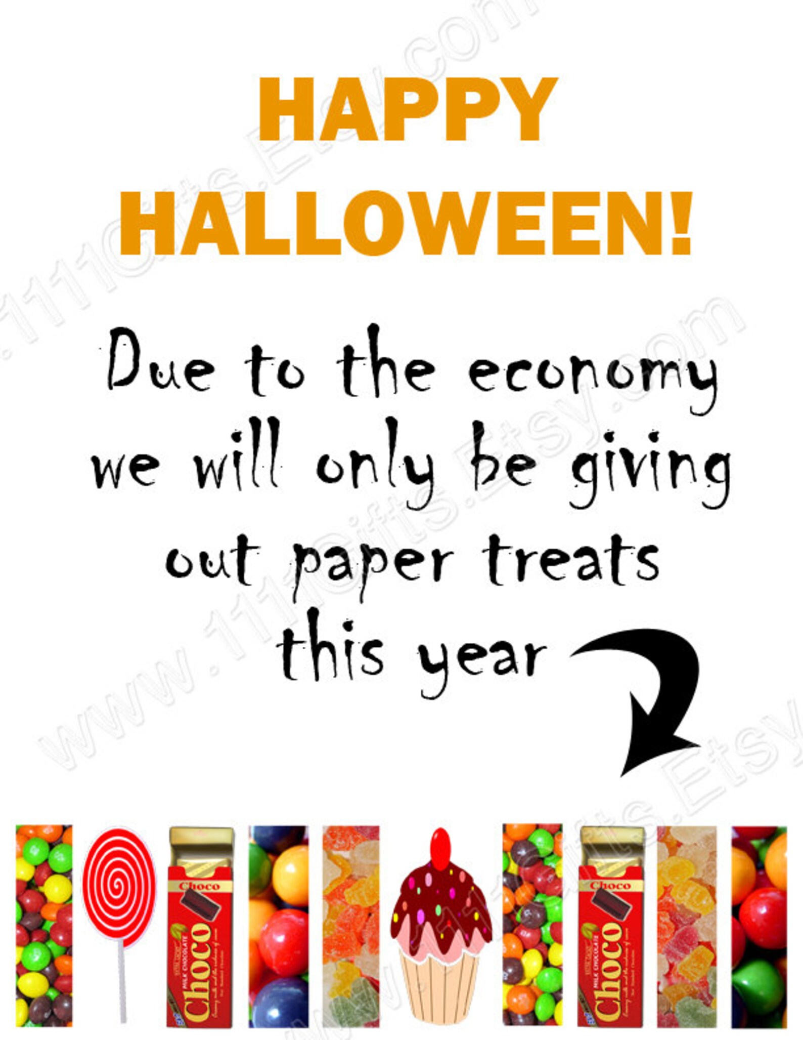Funny Halloween Tearoff Flyer Due to the Economy Printable Etsy
