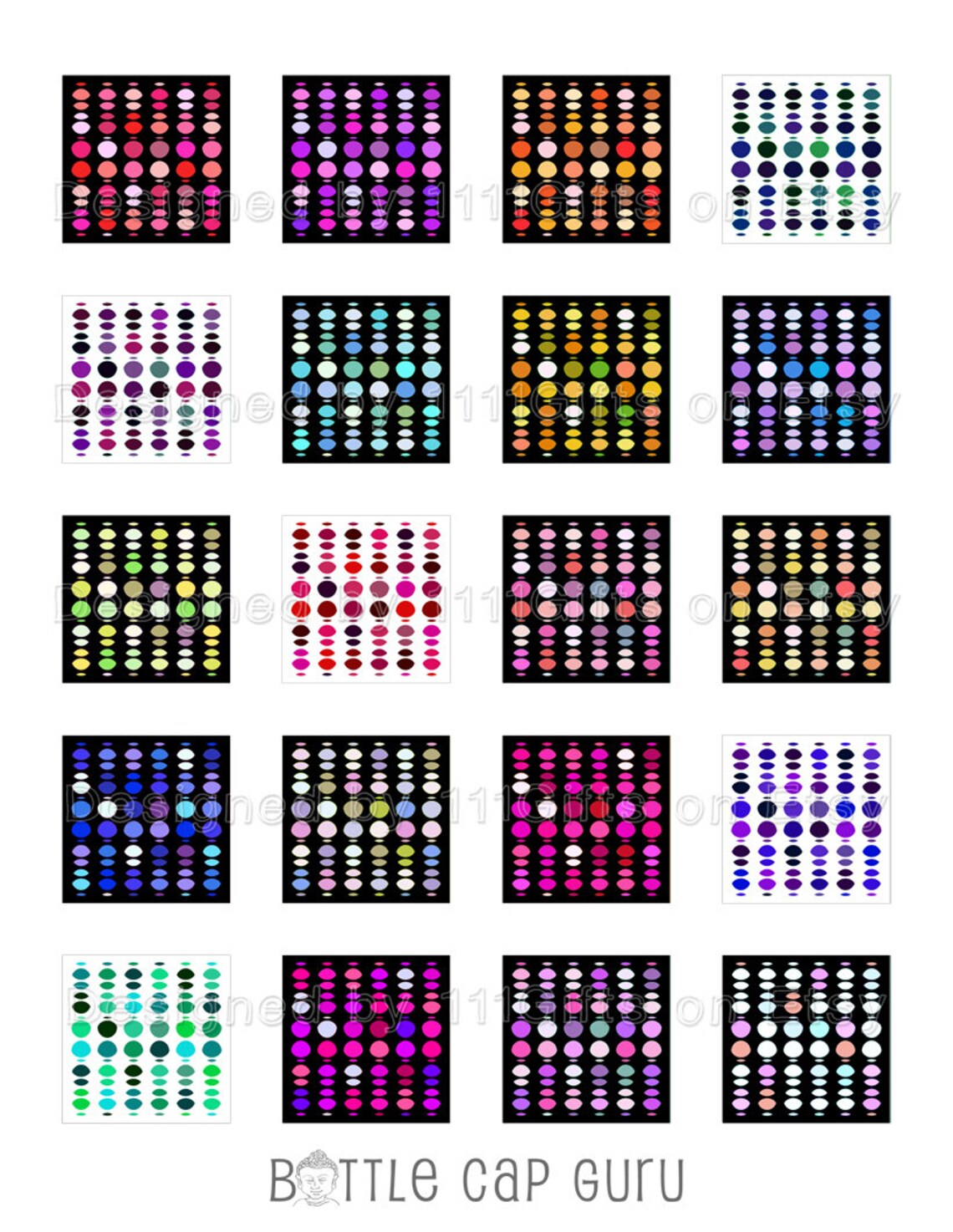 1.5 Inch Squares Digital Collage Sheet * Retro Lens Patterns for ...