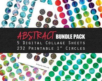 Paquete de hojas de collage abstracto: círculos imprimibles de 2,5 cm (descarga digital)