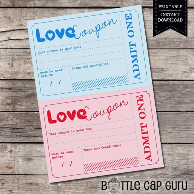 Printable Love Coupons / Romantic Gift Idea for Him Her / Vouchers for ...