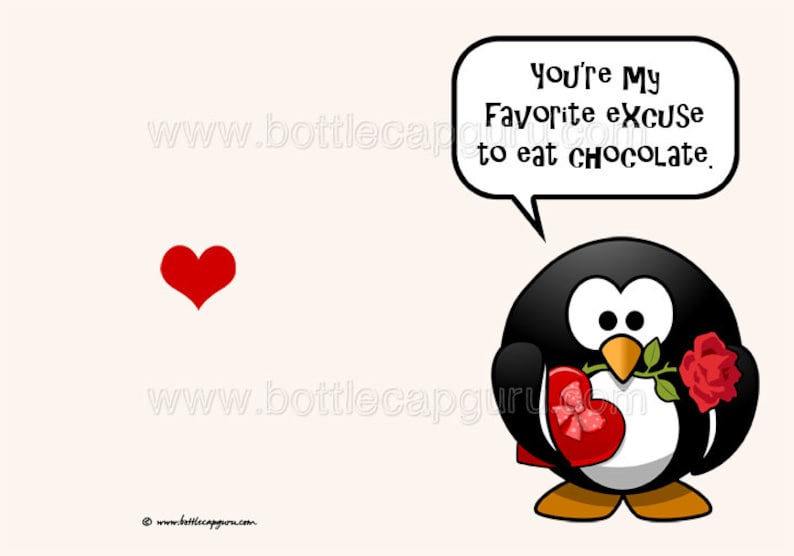 You're My Favorite Excuse to Eat Chocolate / Best Friend Valentine Card / Funny Romantic Cards for Him or Her // Printable, Instant Download image 2