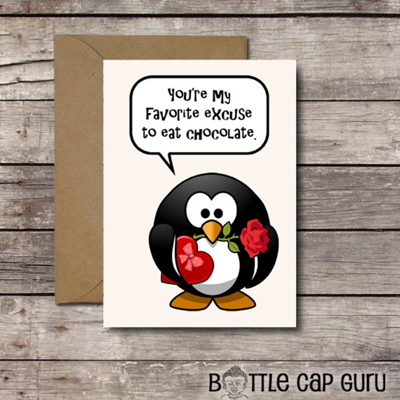 You're My Favorite Excuse to Eat Chocolate / Best Friend Valentine Card / Funny Romantic Cards for Him or Her // Printable, Instant Download image 1