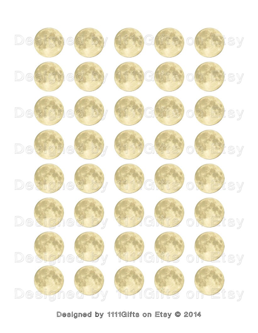 Full Moon 1 Inch Circle Digital Downloads * Round Collage Sheet for ...