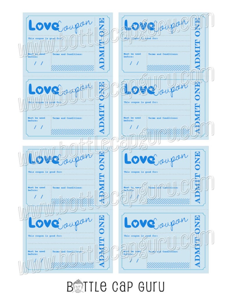 Printable Love Coupons / Romantic Gift Idea for Him Her / Vouchers for Anniversary Birthday Valentines / Printable Coupons, INSTANT DOWNLOAD image 2