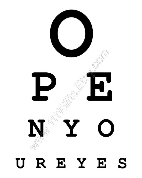 open your eyes funny eye chart 8x10 digital print etsy israel