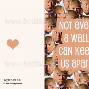 Printable Card / Not Even a Wall Can Keep Us Apart / Funny Donald Trump Political Valentine's Day Card Him Her Anniversary Distance Download image 2