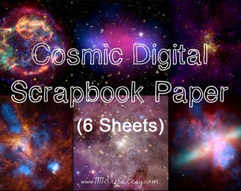 Cosmic Digital Scrapbook Paper Download Set * 6 Beautiful 12x12" Images for Scrapbooking and Crafts * Printable, Instant Download