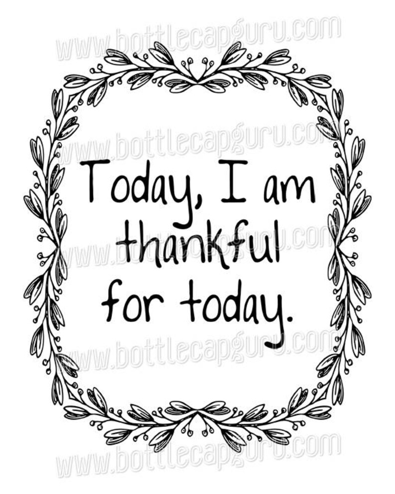 Today I Am Thankful for Today / Printable Affirmation Gratitude Quote Wall Art 8x10 / New Age ...