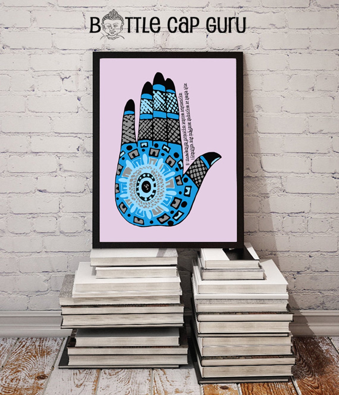 Palm Henna Design With Inspirational Sanskrit Quote Etsy