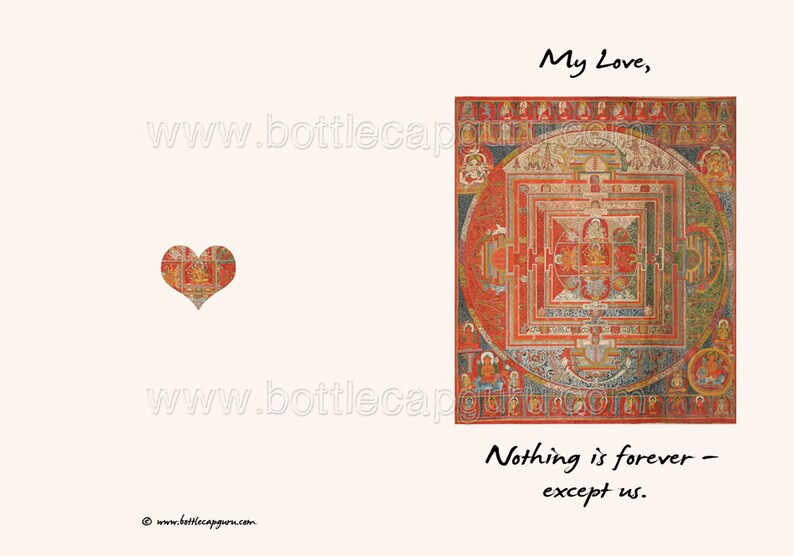 My Love, Nothing is Forever Except Us / House of Cards Card / Romantic Love Anniversary Cards / Buddhist Sand Mandala / PRINTABLE DOWNLOAD image 2