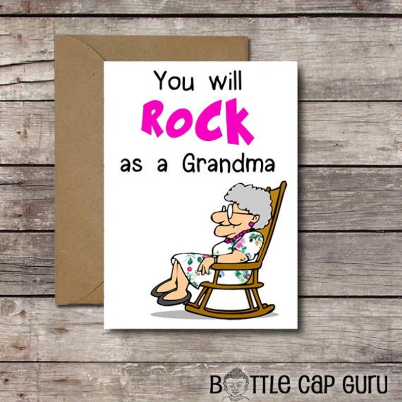 You Will Rock as a Grandma / Funny Printable Card for Grandmother to Be / New Baby Announcement / Greeting Card for Nana / Instant Download image 1