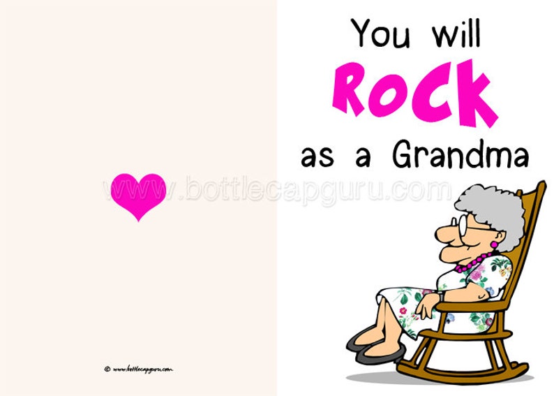 You Will Rock as a Grandma / Funny Printable Card for Grandmother to Be / New Baby Announcement / Greeting Card for Nana / Instant Download image 2