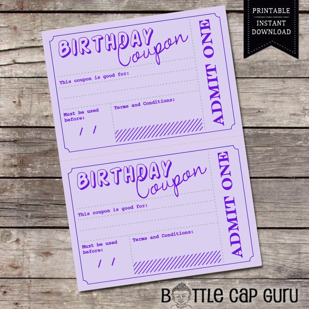 Printable Birthday Coupons / Gift Idea for Him Her / DIY Vouchers for ...