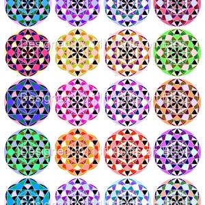 Flower of Life with Star Tetrahedron / 2 Digital Collage Sheet light / Merkaba, Sacred Geometry, New Age Art // Printable PDF Download image 2