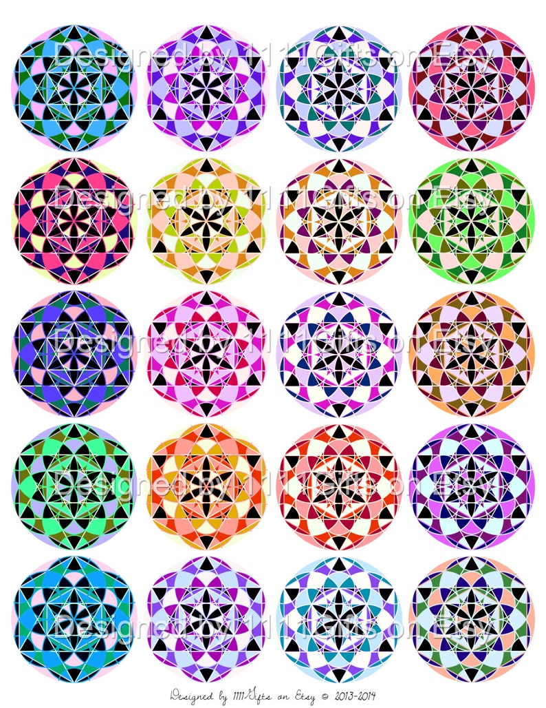 Flower of Life with Star Tetrahedron / 2 Digital Collage Sheet light / Merkaba, Sacred Geometry, New Age Art // Printable PDF Download image 2