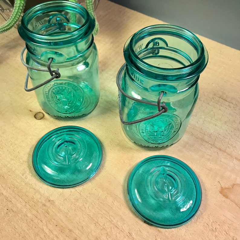 Vintage Ball Jar Blue Bicentennial Edition Design Set of 2 Etsy