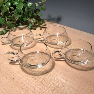 Vintage Riekes Crisa Cups • 4 piece Set • Handblown clear glass