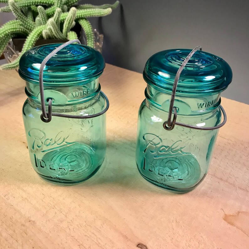 Vintage Ball Jar Blue Bicentennial Edition Design Set of 2 Etsy