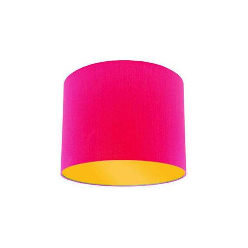 Pink Lamp Shade With Bright Yellow Lining