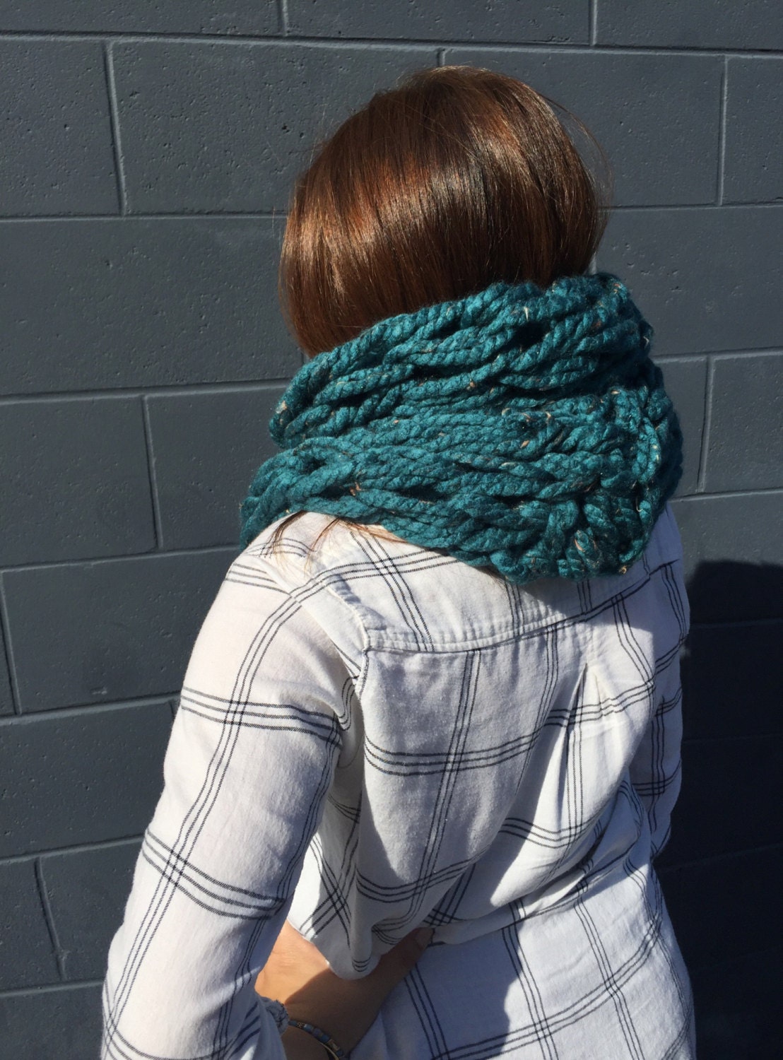 Handmade Super Bulky Arm Knitted Infinity Scarf Black - Etsy