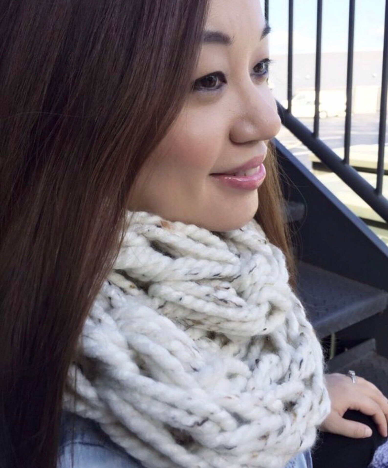 Handmade Super Bulky Arm Knitted Infinity Scarf Black - Etsy