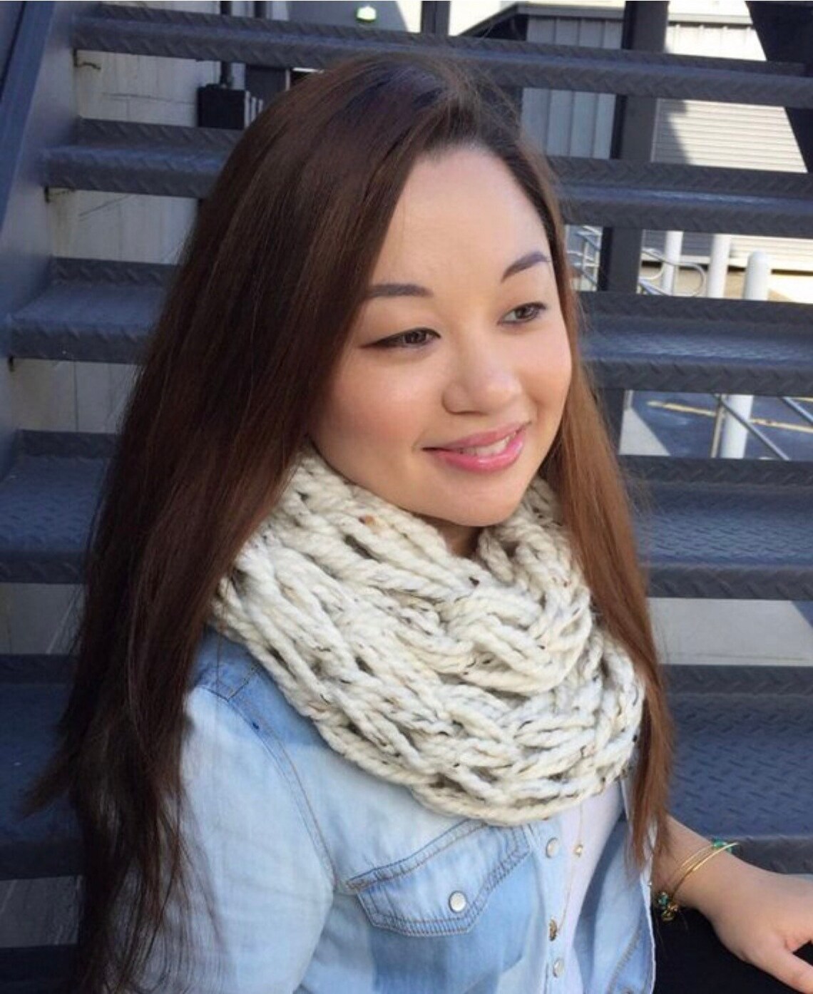 Handmade Super Bulky Arm Knitted Infinity Scarf Black - Etsy