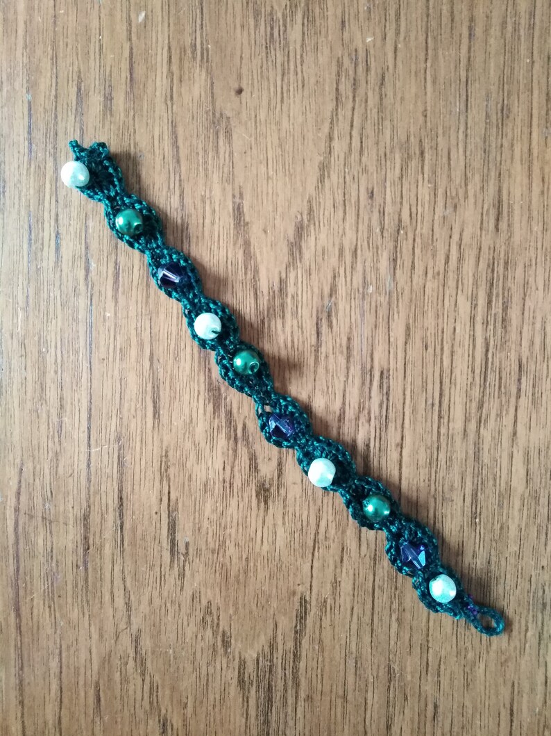 one off sample Handmade Feminist Suffragette Crocheted beaded bracelet