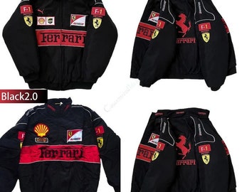 FERRARI RACING JACKET - Embroidered Ferrari Racing Jacket - Authentic Formula 1 Vintage Jacket, Vintage Racing Jacket, Y2K Racing Jacket