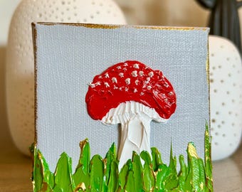 Toadstools - Art - Painting - Cottage - Original - Decor - Home - Texture - Floral - Spring - Summer - Dimension - Gift - KatieEliseDesigns