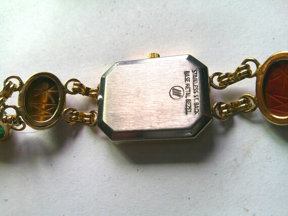 KJL Kenneth Jay Lane Scarab Stone Gold Plated Wat… - image 5