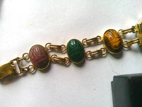 KJL Kenneth Jay Lane Scarab Stone Gold Plated Wat… - image 4