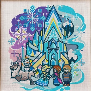 Frozen Snow Queen Princess Cross Stitch Pattern Modern Fairy Tales Stitch of Frozen Elsa Anna Instant Download PDF for DIY Crafts