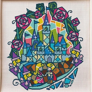 Castillo de la Bella Durmiente Princesa Aurora - Patrón de punto de cruz moderno - Serie Cuentos de hadas - Descarga instantánea