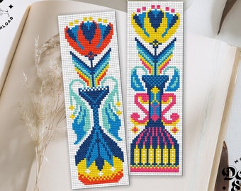 Floral Bookmark Cross Stitch Pattern: Flower Embroidery DIY (PDF Pattern)