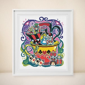 Alice in Wonderland Princess Modern Cross Stitch Pattern - Fairy Tales Series - Instant Download