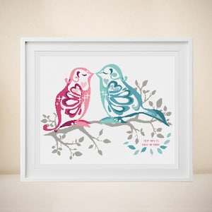 Wedding Cross stitch Pattern- Customizable - Modern pattern - Love Tree Birds - Love Birds Series－ PDF － DIY － instant download