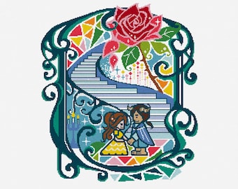 Beauty and the Beast Cross Stitch Needlepoint Pattern : Belle Princess Embroidery (PDF)