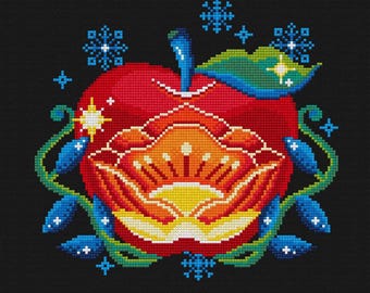 Winter Whimsical Apple Cross Stitch Pattern: Season Christmas Ornament (PDF & Saga File)