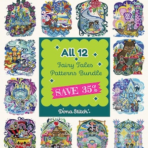 おとぎ話のプリンセスクロスステッチパターン：12シリーズバンドル（デジタルダウンロード）