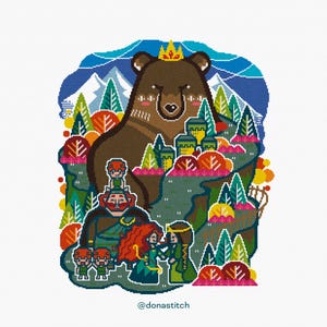 Merida Cross Stitch Needlepoint Pattern : Brave Princess Embroidery (PDF)