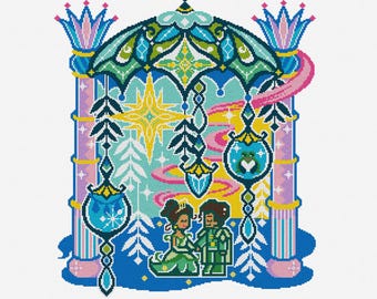 Tiana Cross Stitch Needlepoint Pattern : Frog Princess Embroidery (PDF)