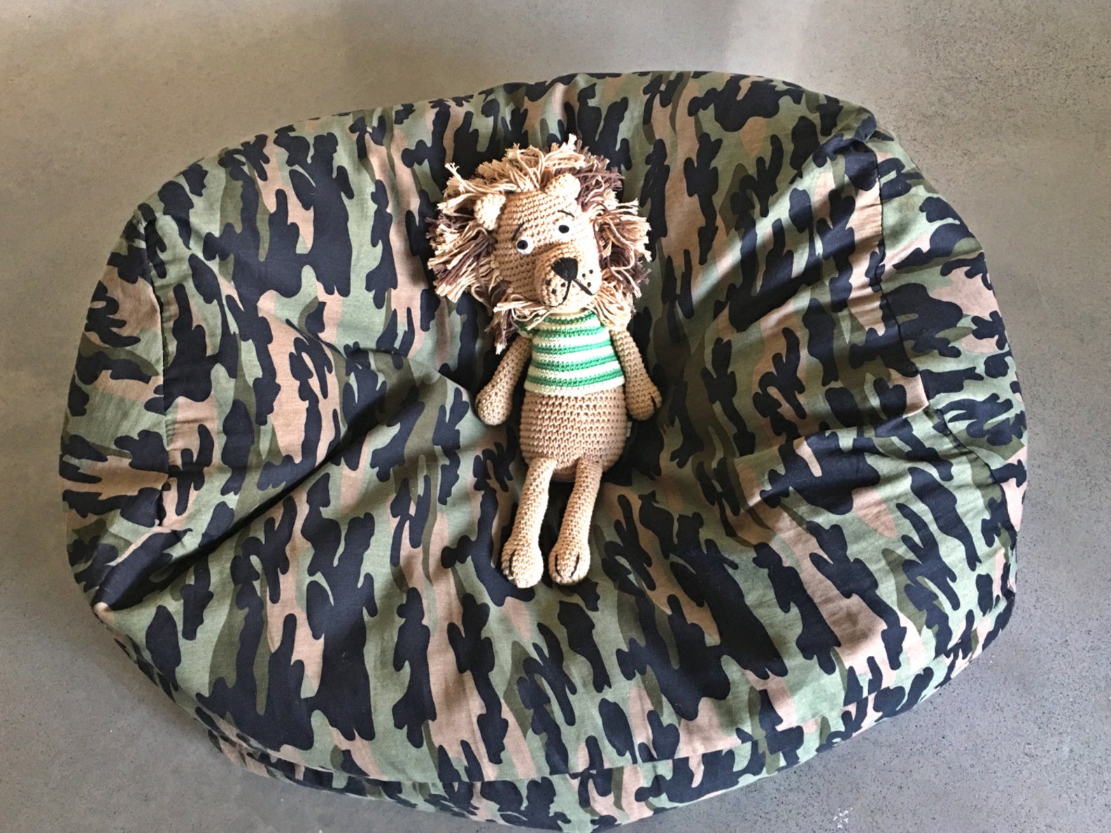Kids Bean Bag. Camouflage Lined Fabric Bean Bag. Coordinate It With