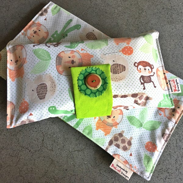 Baby or toddler Nappy Wallet/Changemat. Jungle Fun fabric design. Custom made to create a unique item for you & your baby.Made to order.