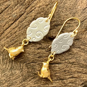 Every Cloud has a Silver Lining Bird Earrings