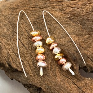 Tricoloured Hematite Nugget Threader Earrings