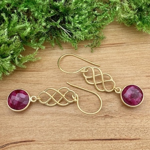 Ruby celtic knot vermeil earrings